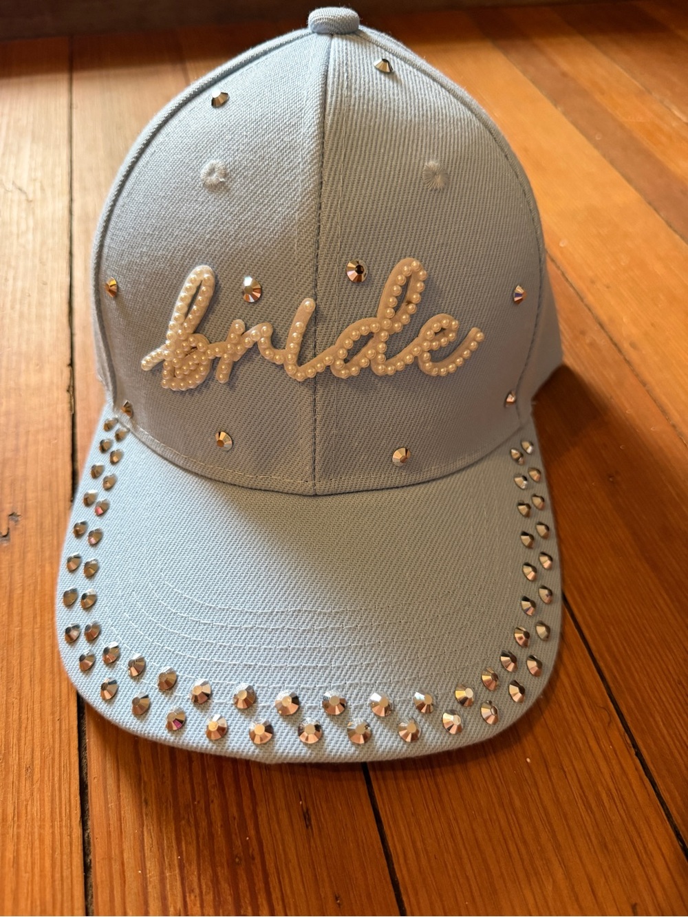 Bride Embellished Baseball Cap - Light Blue